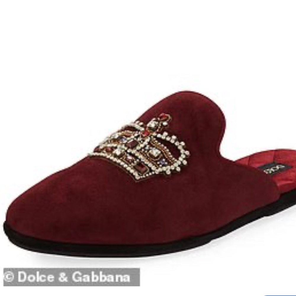Dolce & Gabbana Wine Suede Slippers